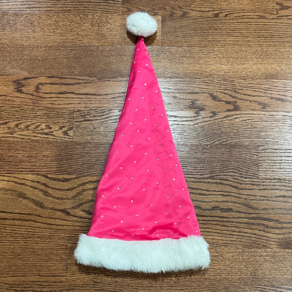 EC RARE Victoria Secret Vintage Hot Pink Rhinestone Santa Hat